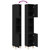 Bathroom Cabinet Black Oak 30 x 30 x 190 cm Engineered Wood 862805