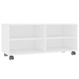 800180 TV Cabinet with Castors White 90x35x35 cm Engineered Wood