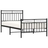 Metal Bed Frame without Mattress with Footboard Black 100x190cm 373703