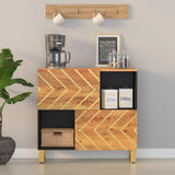 Side Cabinet Brown and Black 80x33.5x75 cm Solid Wood Mango 356810