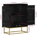 Sideboard with 2 Doors Black&Gold 55x30x75 cm Solid Wood Mango 352042