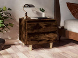 Bed Cabinets with Solid Wood Legs 2 pcs Smoked Oak 40x35x50 cm 813123