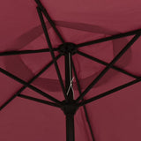 Garden Parasol with LED Lights and Steel Pole 300 cm Bordeaux Red 313756