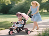 6 in 1 Foldable Kids Trike with Adjustable Parent Handle & Canopy for Ages 1-5, Pink T3398P378917