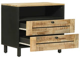 Bedside Table Brown and Black 50 x 33 x 60 cm Solid Mango Wood 4018854