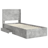 Bed Frame with Storage and Headboard Concrete Grey 100 x 200 cm 3414144