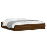 Bed Frame with Drawers without Mattress Brown Oak 200x200 cm 3207251
