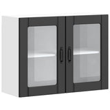 Kitchen Wall Cabinet with Glass Door Lucca Black Engineered Wood 853848