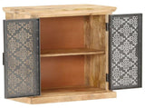 Sideboard with Steel Doors 60x35x75 cm Solid Mango Wood 289094
