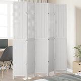 Room Divider 5 Panels White Solid Wood Paulownia 358728