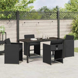 Garden Dining Set with Cushion 5 pcs Black Poly Rattan 3379978