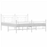 Metal Bed Frame without Mattress with Footboard White 183x213cm 374411