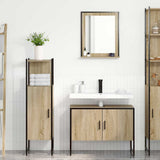 Bathroom Furniture Set with Shelf 3 pcs Brown Engineered wood 3345146