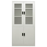 Office Cabinet Light grey Steel, tempered glass 90x40x180 cm 335947