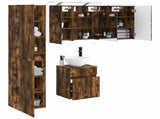 Bathroom Cabinet Set 5 pcs Smoked Oak Engineered Wood 3407339