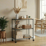 3-Tier Storage Rack with Wheels 60x35x81 cm Black 150 kg 324626