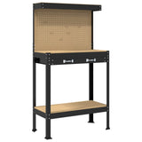 Workbench Black 81 x 41 x 145 cm Engineered Wood and Metal 42020129