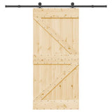 Sliding Door with Hardware Set 95x210 cm Solid Wood Pine 3332624