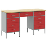 Work Cabinet with Drawer 3 pcs Red Engineered Wood and Steel 3321377