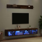 TV Wall Cabinet Set with LED 5 pcs Old Wood Engineered Wood 3403607