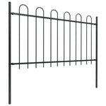 ZNTS Garden Fence with Hoop Top Steel 6.8x1 m Black 277659