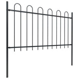 ZNTS Garden Fence with Hoop Top Steel 6.8x1 m Black 277659