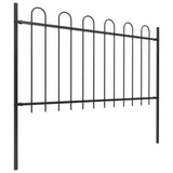 ZNTS Garden Fence with Hoop Top Steel 11.9x1 m Black 277662