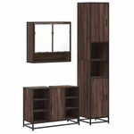 ZNTS 3 Piece Bathroom Furniture Set Brown Oak Engineered Wood 3301124