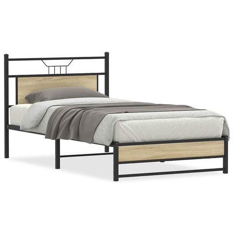 Bed Frame without Mattress Sonoma Oak 107x203 cm Engineered Wood 4106958