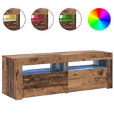 TV Cabinet with LED Lights Old Wood 120x35x40 cm Engineered Wood 856313