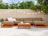 Garden Lounge Set 7 pcs Wax Brown Solid Pine Wood 3418076