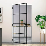 Interior Door Black 102x201.5 cm Tempered Glass&Aluminium 153665
