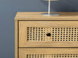 Storage Cabinet, 4-Drawer Unit with Rattan Element for Bedroom, Living Room, 80cmx35cmx95cm, Wood T3398P344151