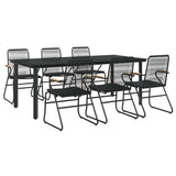 7 Piece Garden Dining Set Black PVC Rattan 3099213
