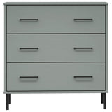 Sideboard with 3 Drawers Grey 77x40x79.5 cm Solid Wood OSLO 350980