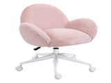 Makeup Vanity Chair, Cute Fluffy Desk Chair with Rolling Wheels for Bedroom Living Room, Pink T3398P328143