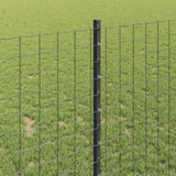 Embedded Fence Post 22 pcs Grey 140 cm Powder-Coated Steel 3335936