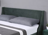 Single Bed Velvet Dark Green 3FT Upholstered Bed with Winged Headboard, Wood Slat Support WF284400AAA