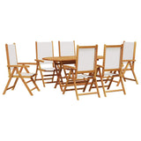 Garden Dining Set Folding 7 pcs Cream White Solid Acacia Wood 3375743