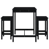 3 Piece Garden Bar Set Black Solid Wood Pine 3154729