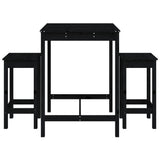 3 Piece Garden Bar Set Black Solid Wood Pine 3154729