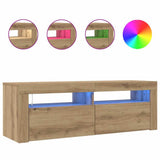 TV Cabinet with LED Lights Artisan Oak 120x35x40 cm Engineered Wood 856320