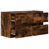 TV Wall Cabinet with LED Lights Smoked Oak 80x31x45 cm 852289