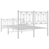 Metal Bed Frame without Mattress with Footboard White 120x200cm 376193
