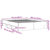 Bed Frame without Mattress Sonoma Oak 150x200 cm King Size Engineered Wood 3295648