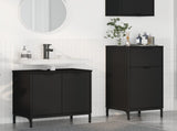 Bathroom Furniture Set 2 pcs Black Engineered Wood and Metal 3393094