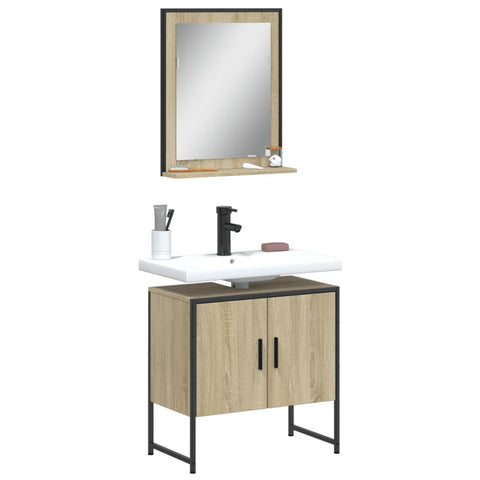ZNTS 2 Piece Bathroom Cabinet Set Sonoma Oak Engineered Wood 3214335