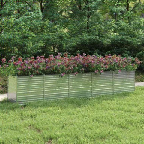 Garden Raised Bed 400x80x77 cm Galvanized Steel Silver 316900