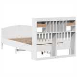 Bookcase Bed without Mattress White 135x190 cm Double Solid Wood Pine 3323153