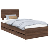 Bed Frame with Drawer Brown Oak 90 x 200 cm Engineered Wood 3412226